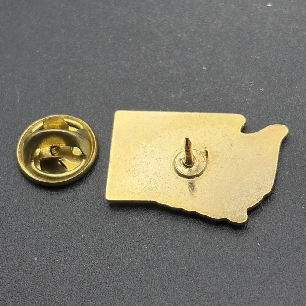Washington State Outline Mountain Sunset Lapel Hat Pin